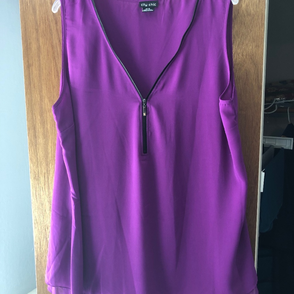 Purple Zip Tunic Top, Size 18W